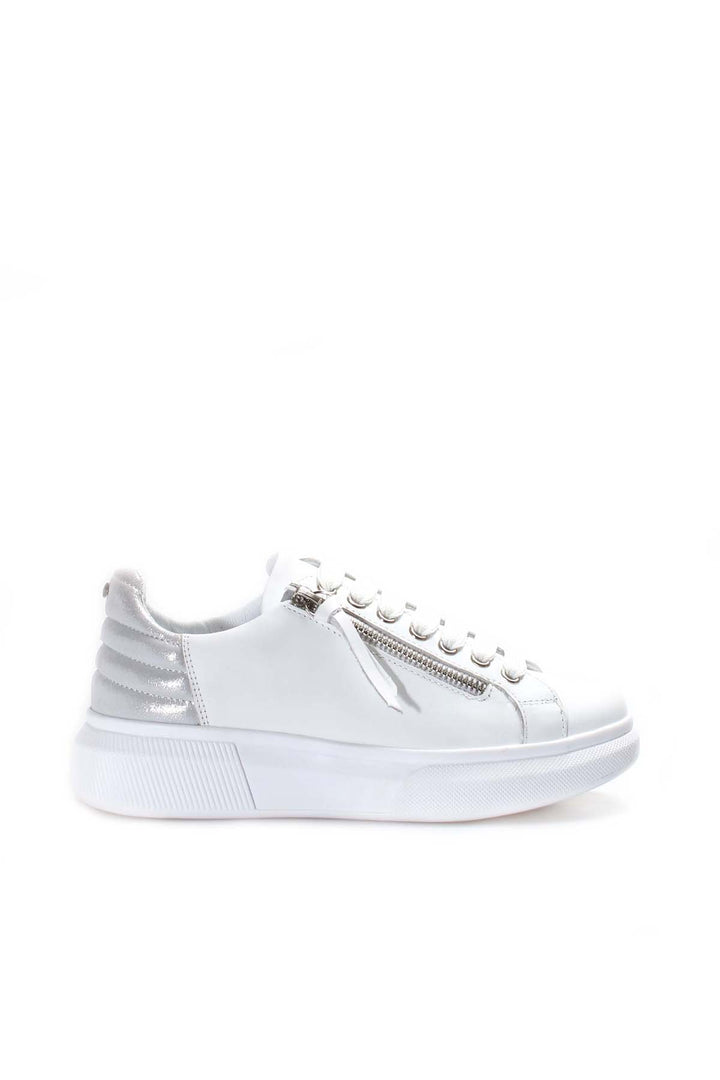 FST Genuine Leather Women's Sneakers 846ZA03 White Silver - Royal Palm Beach