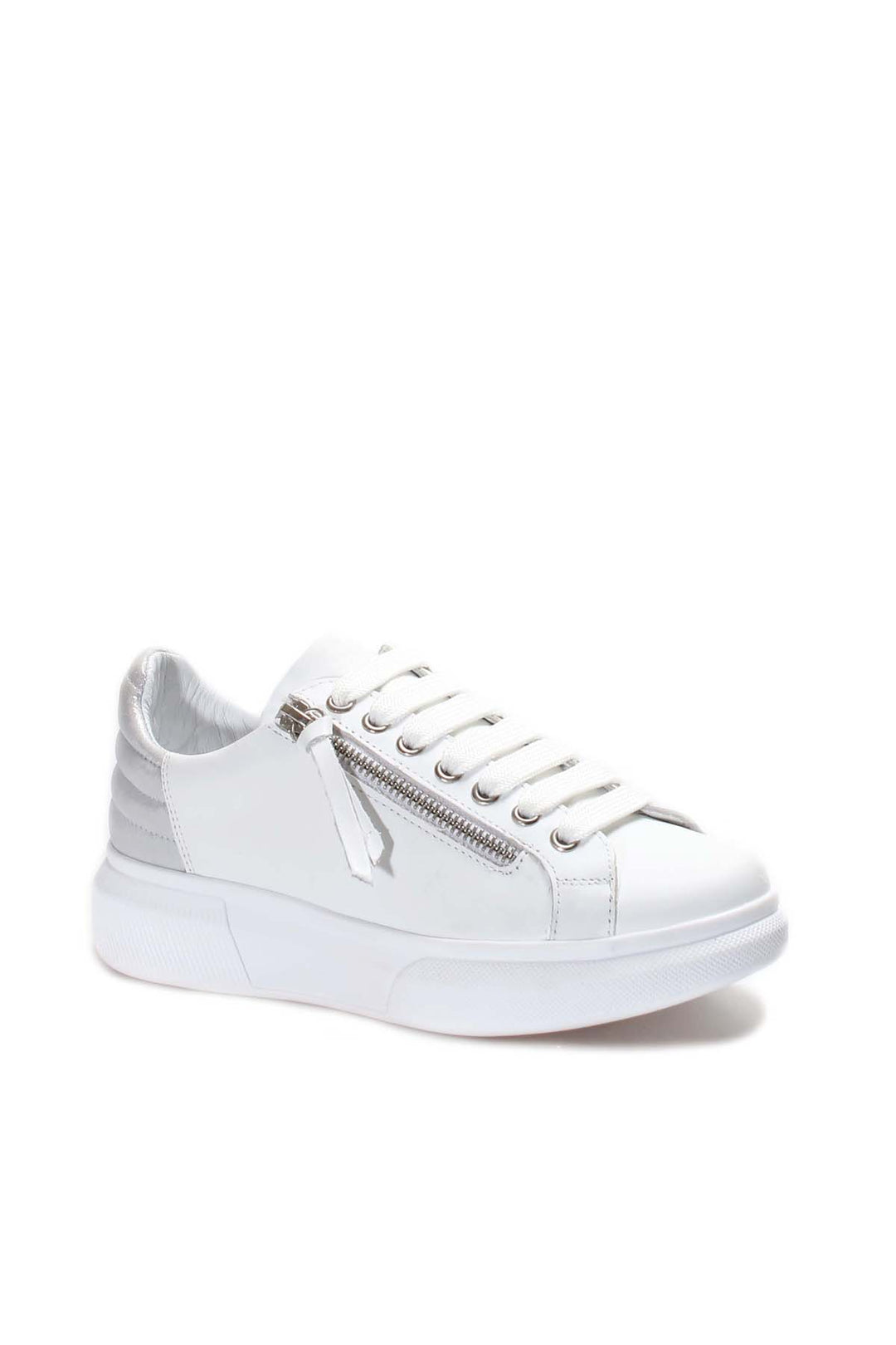 FST Genuine Leather Women's Sneakers 846ZA03 White Silver - Royal Palm Beach