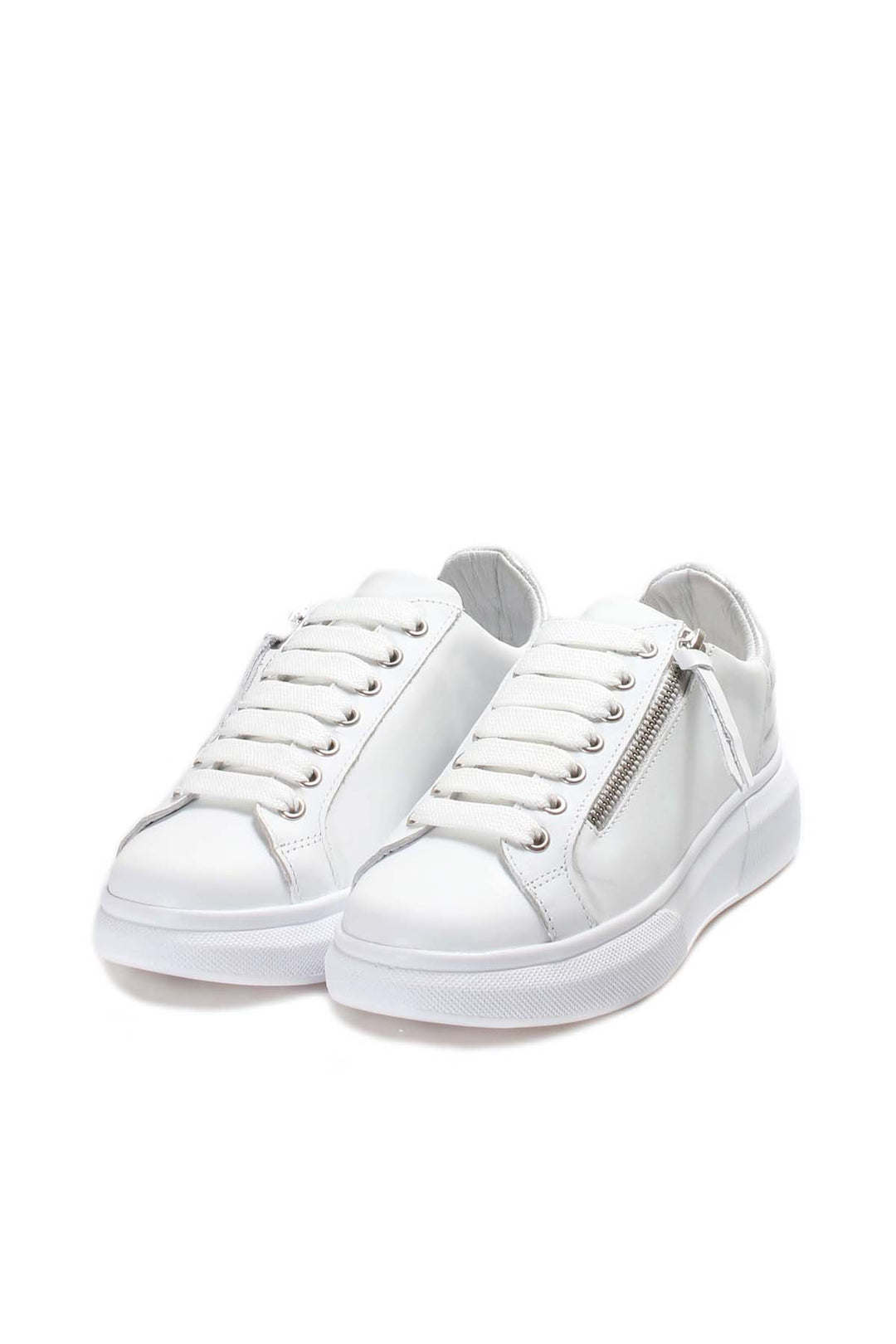 FST Genuine Leather Women's Sneakers 846ZA03 White Silver - Royal Palm Beach