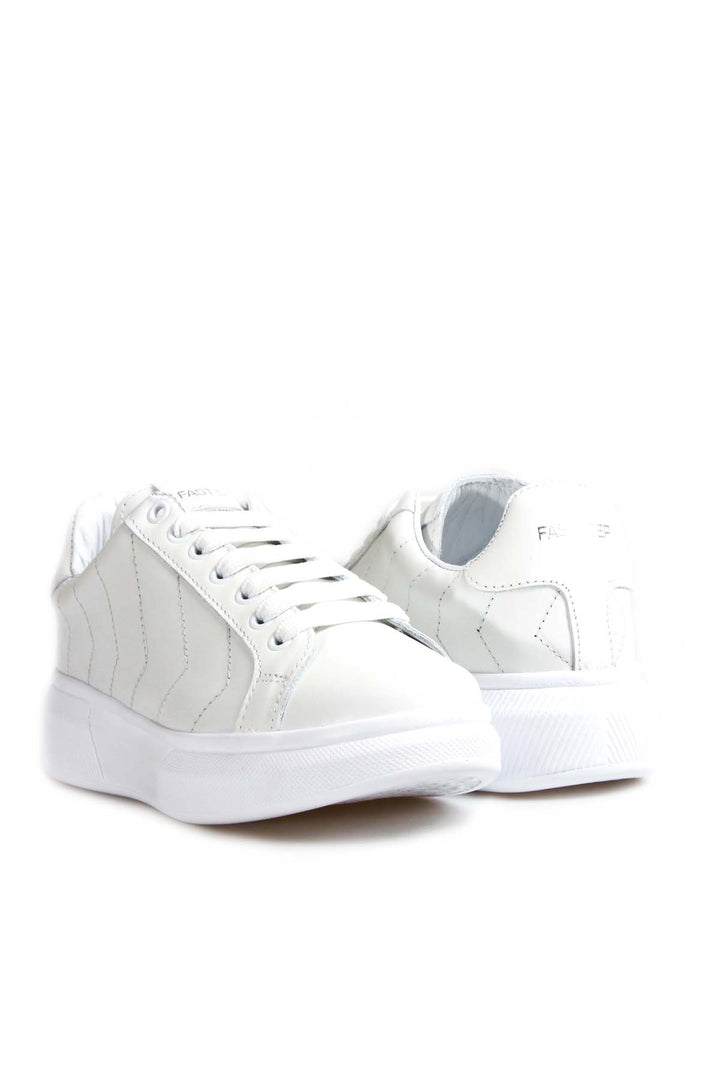 FST Genuine Leather Women's Sneakers 846ZA05 White - Santiago