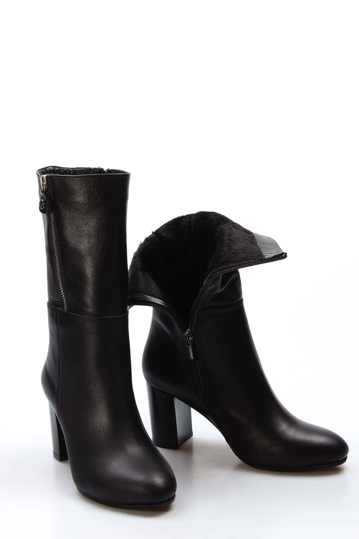 FST Genuine Leather Women's High Heel Boots 064SZA531 Black - Taxco de Alarcón