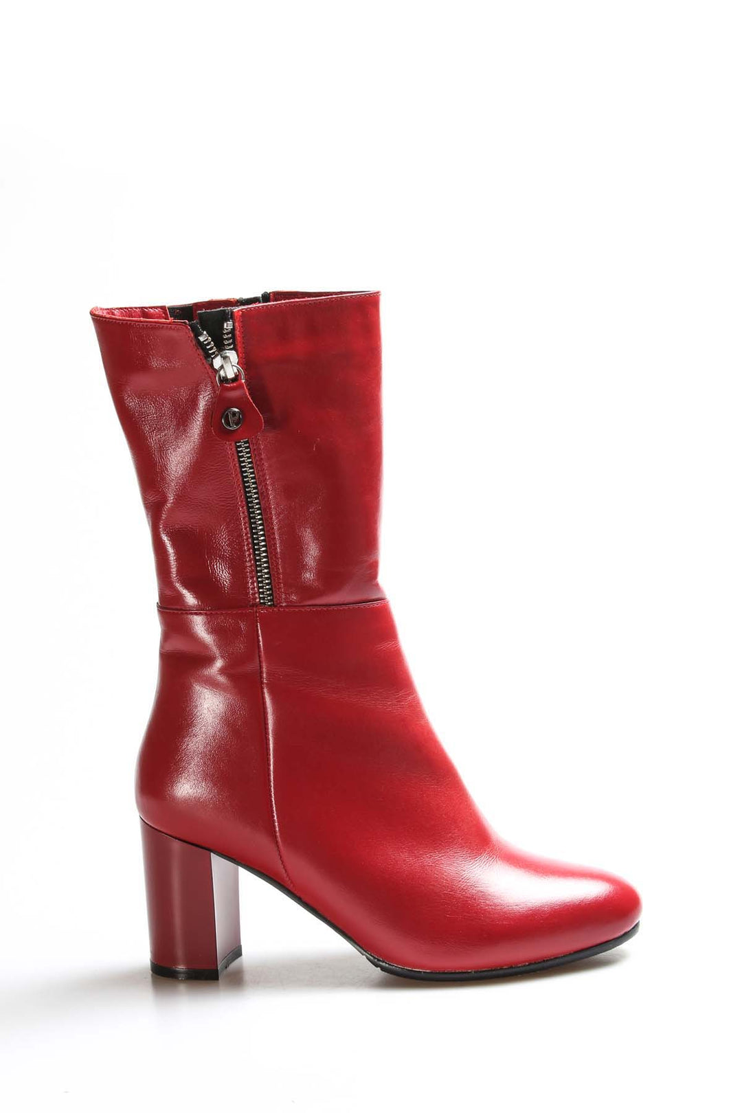 FST Genuine Leather Women's High Heel Boots 064SZA531 Red - Fürth