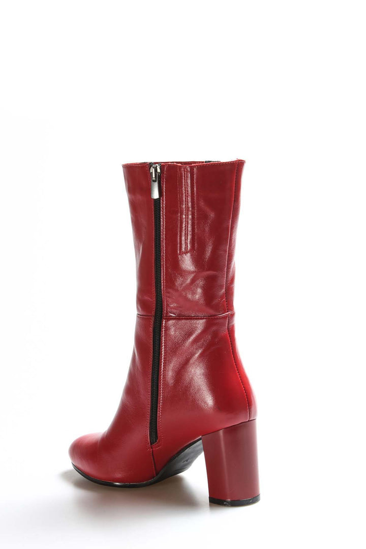 FST Genuine Leather Women's High Heel Boots 064SZA531 Red - Fürth