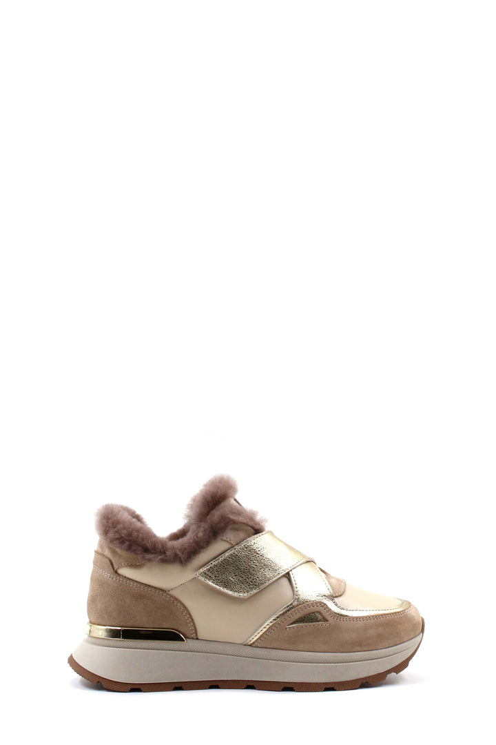 FST Genuine Leather Fur-lined Women's Casual Shoes 757KZA24056 Beige Gold - Cuautla