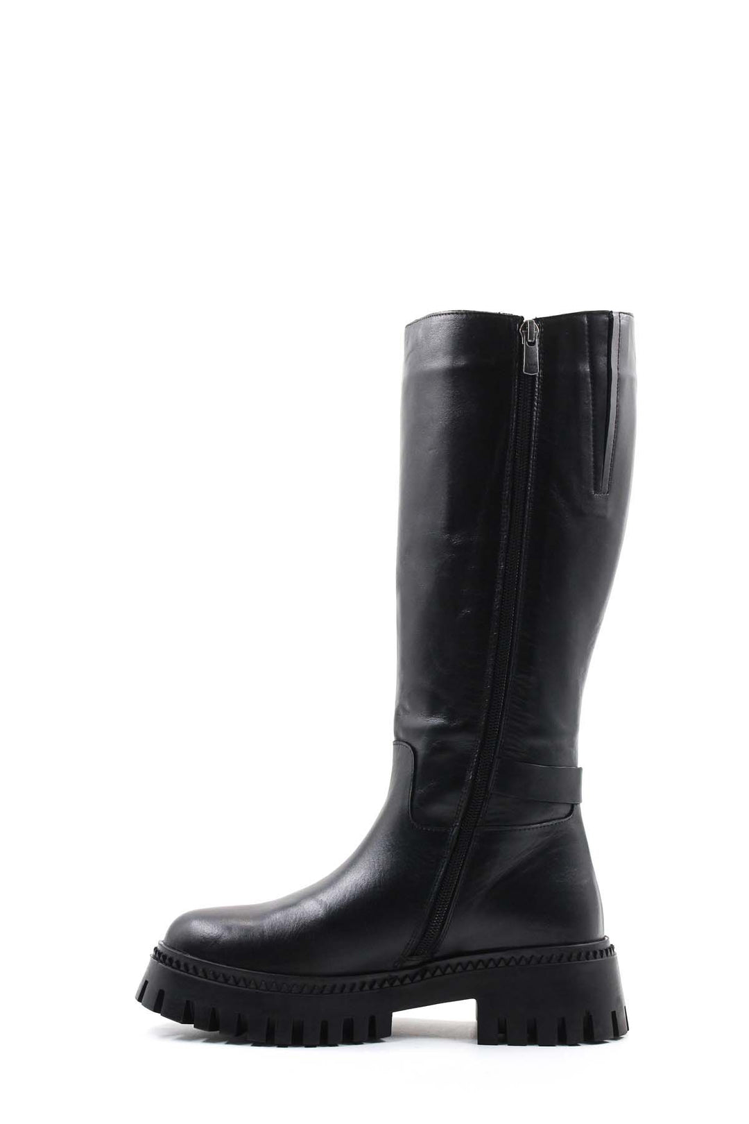 FST Genuine Leather Fur-Lined Women's Knee-High Boots 010KZA8501 Black - Harrow