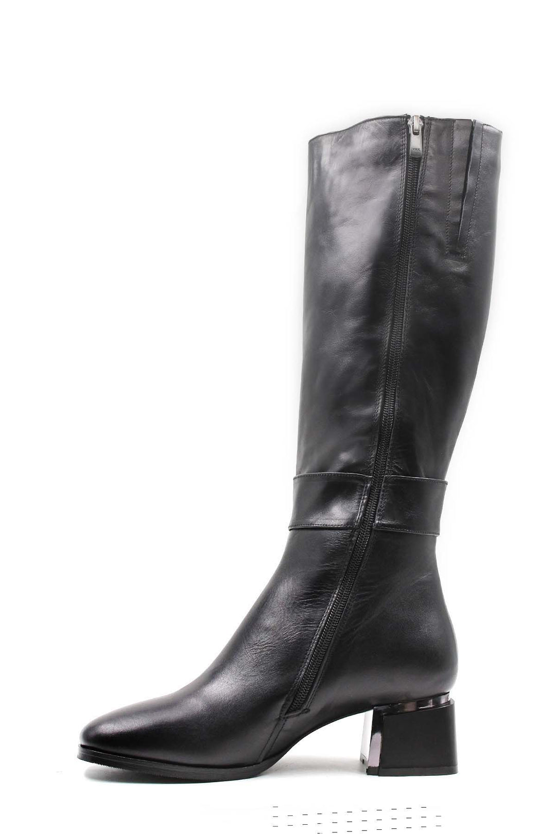 FST Genuine Leather Fur-Lined Women's Knee-High Boots 010YZA8118 Black - Águeda