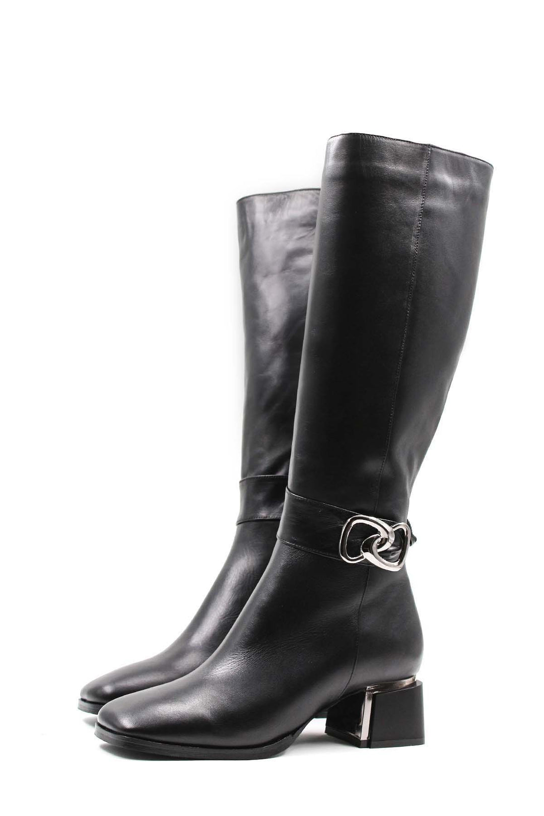 FST Genuine Leather Fur-Lined Women's Knee-High Boots 010YZA8118 Black - Águeda