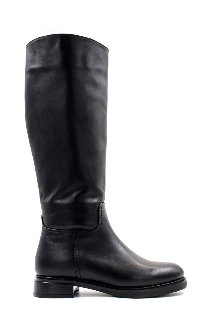 FST Genuine Leather Fur-Lined Women's Knee-High Boots 010YZA8179 Black - Lake Elsinore