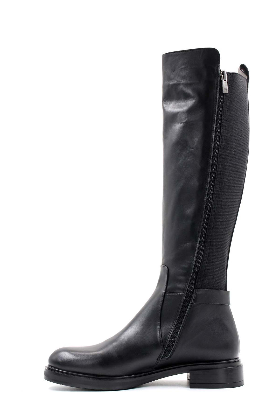 FST Genuine Leather Fur-Lined Women's Knee-High Boots 010YZA8411 Black - Panevėžys