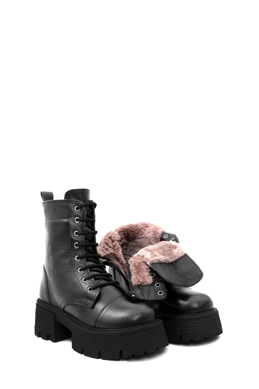 FST Genuine Leather Fur-Lined Women's Classic Boot 124KZA3805 Black Floter - Pomezia