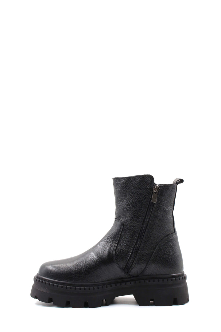 FST Genuine Leather Fur-Lined Women's Classic Boot 657KZA3002 Black Floter - Jesús María