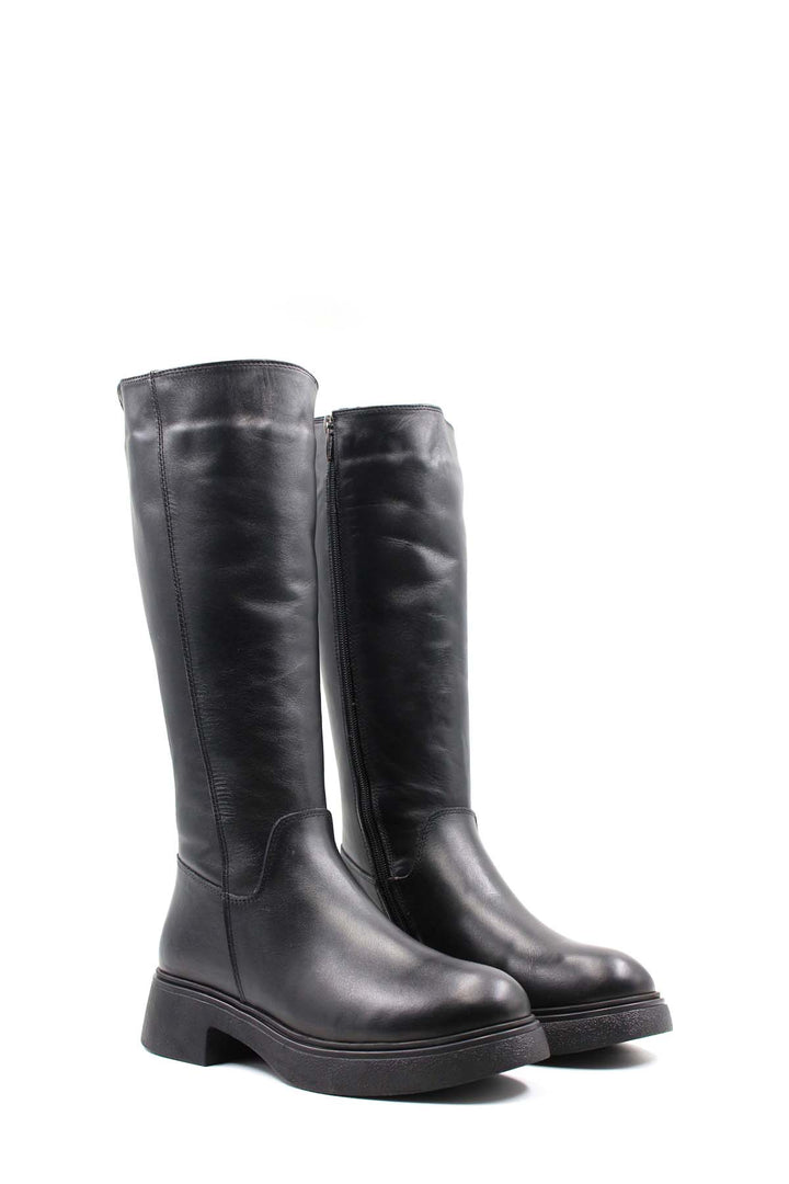 FST Genuine Leather Fur-Lined Women's Classic Boots 124KZA2314 Black - Newark