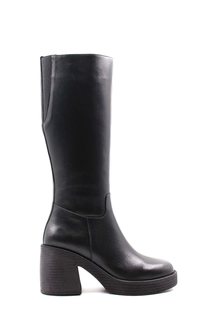 FST Genuine Leather Fur-Lined Women's Classic Boot 408YZA660-03 Black - Trier