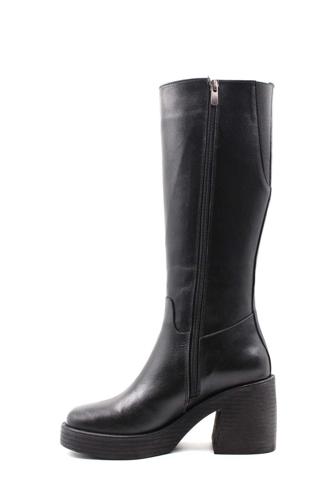 FST Genuine Leather Fur-Lined Women's Classic Boot 408YZA660-03 Black - Trier