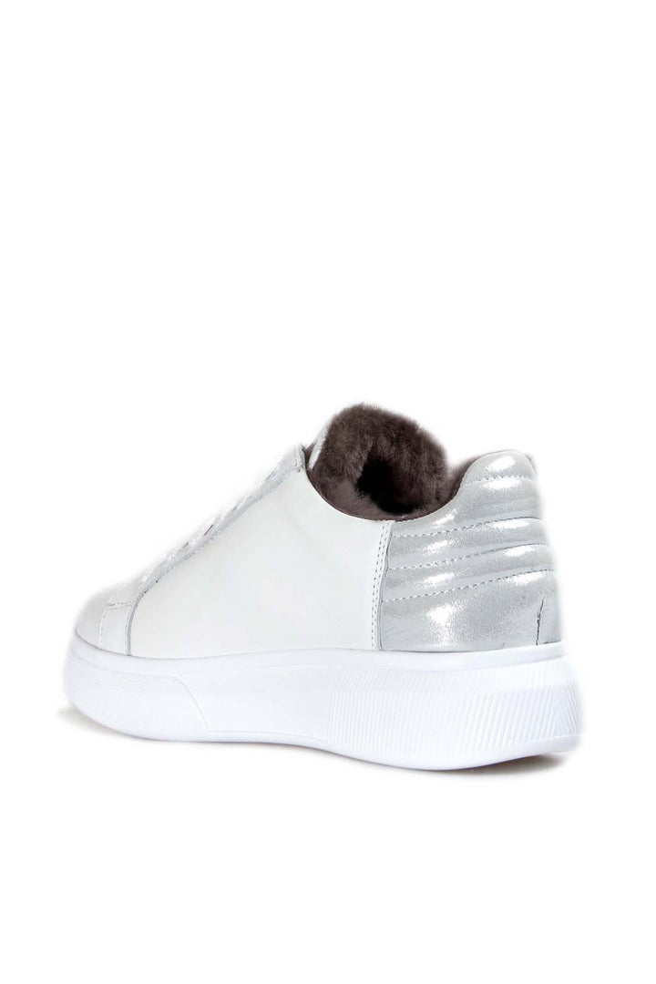 FST Genuine Leather Fur-lined Women's Sneakers 846KZA03 White - Napa