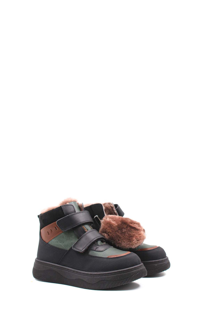 FST Genuine Leather Fur-lined Unisex Kids Classic Boot 157KXA2710 Khaki Brown - Bremerhaven