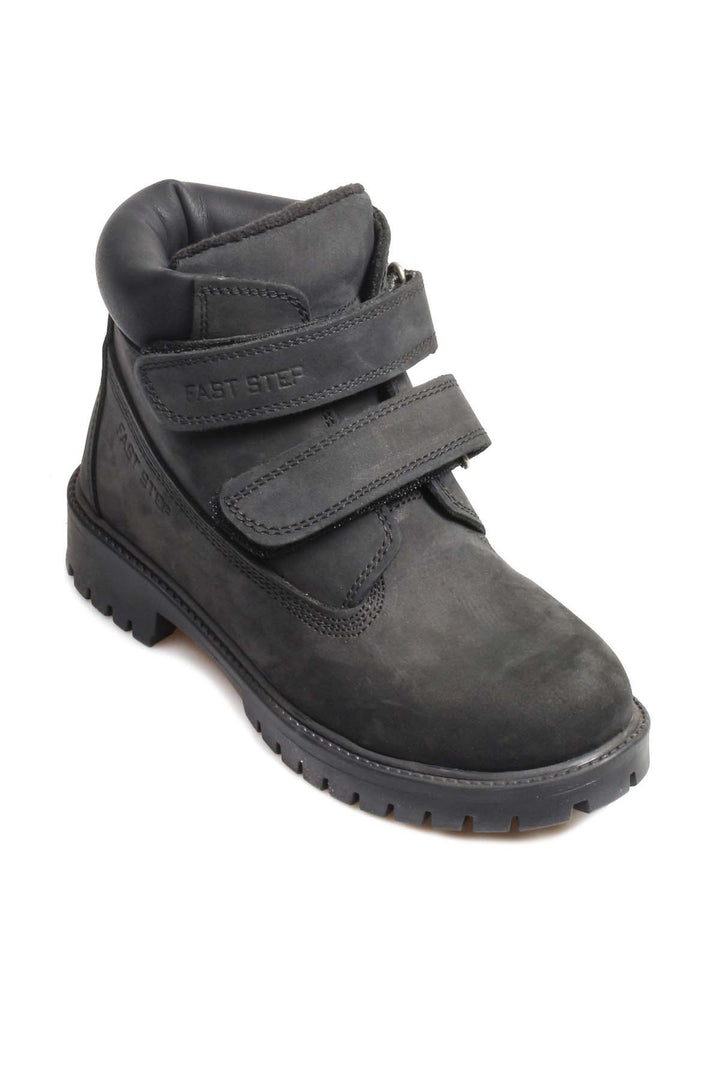 FST Genuine Leather Unisex Kids Worker Boots 006SFA1001 Black Nubuck - Montclair