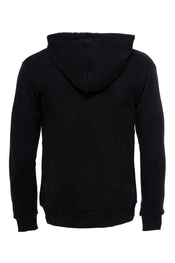 WSS Hooded Pocket Plain Black Men's Sweatshirt  - Singen