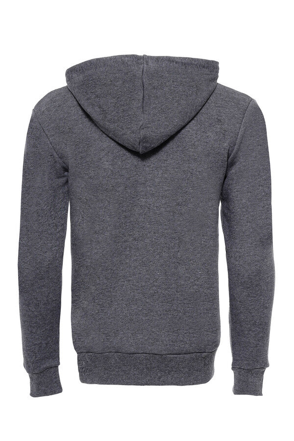 WSS Hooded Pocket Plain Dark Grey Men's Sweatshirt  - Singen