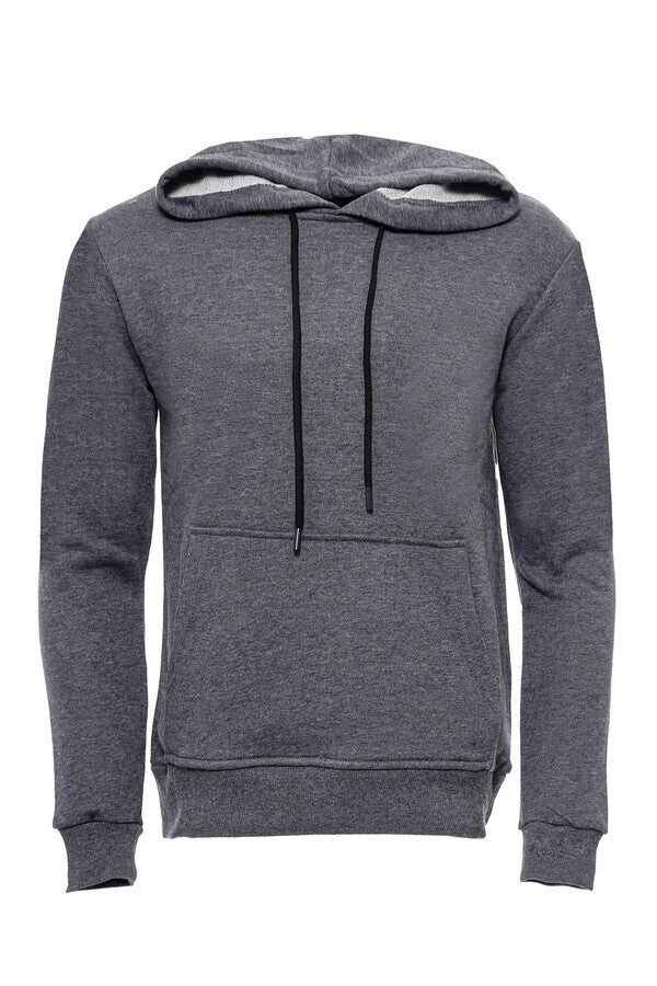 WSS Hooded Pocket Plain Dark Grey Men's Sweatshirt  - Singen