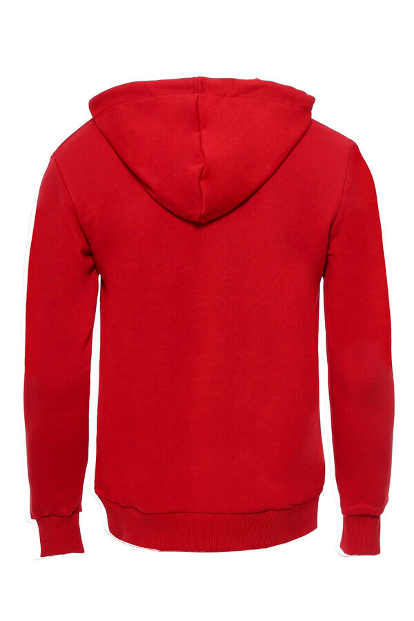 WSS Hooded Pocket Plain Red Men's Sweatshirt  - Singen