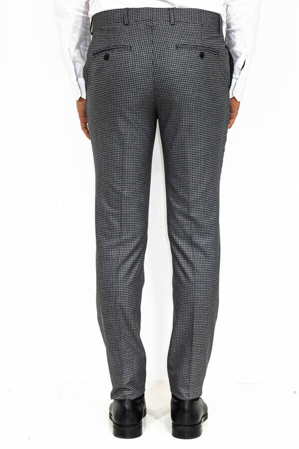 WSS Houndstooth Patterned Anthracite Men Pants  - Singen