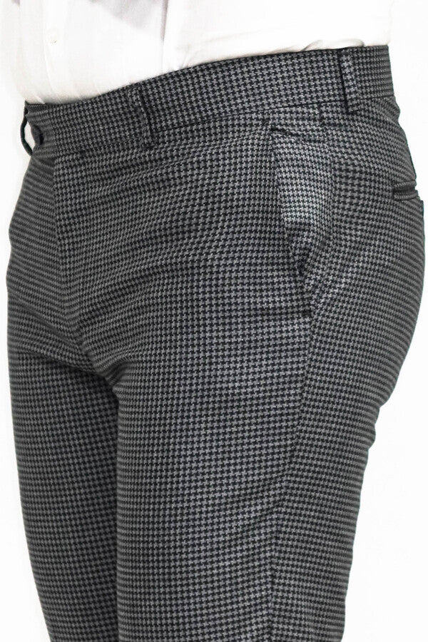 WSS Houndstooth Patterned Anthracite Men Pants  - Singen