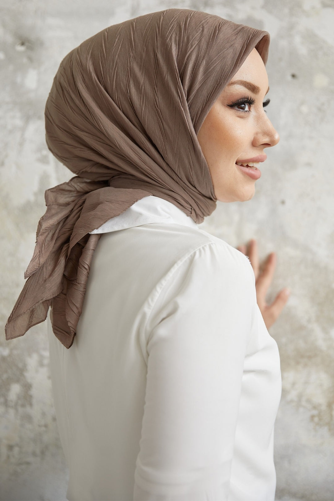 MDS Women Bamboo Textured Crinkle Scarf - Milky Coffee - Timişoara