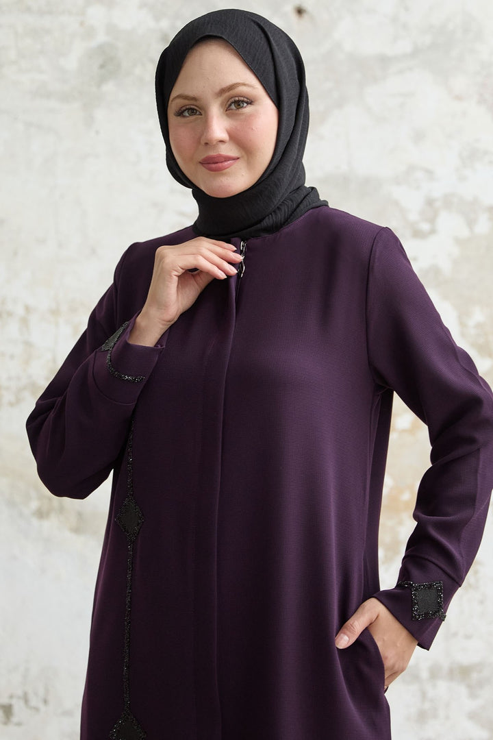 MDS Women Baklava detail Stone Purple Cloak - Albi