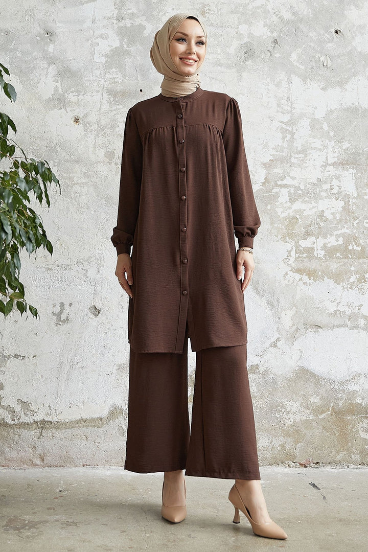 MDS Women Arfa Ayrobin Buttoned Casual Suit - Brown - Maisons-Alfort