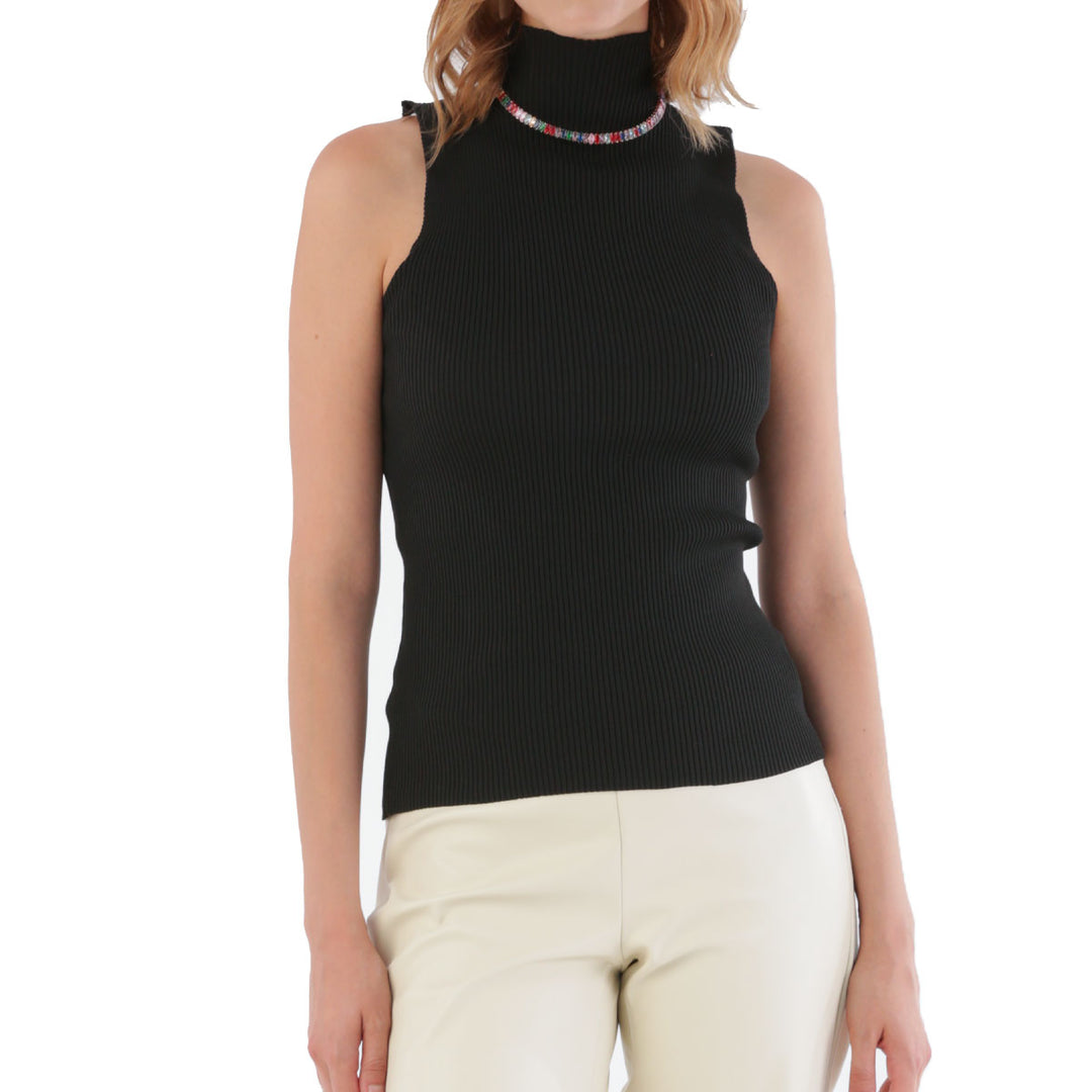 TLD Women Allday Black Thin Knitted Sleeveless Undershirt - Axochiapan