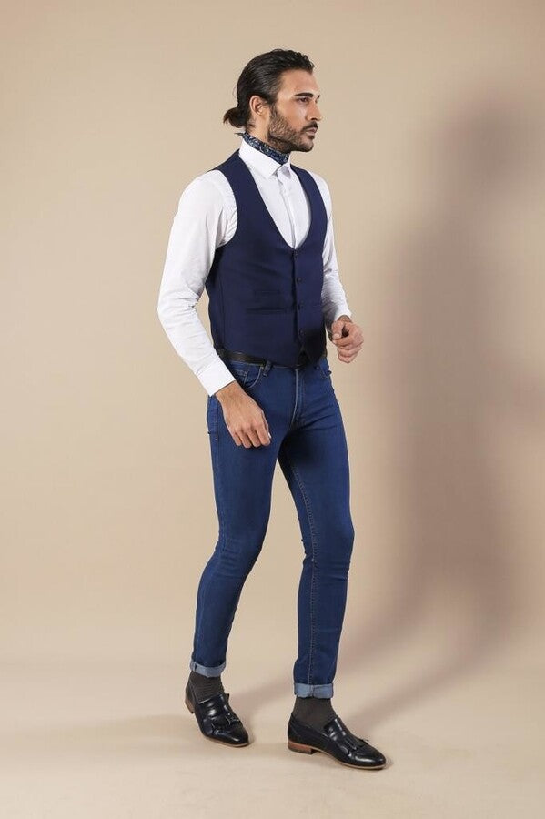 WSS Navy Blue Vest Separate with Watch Pockets  - Singen