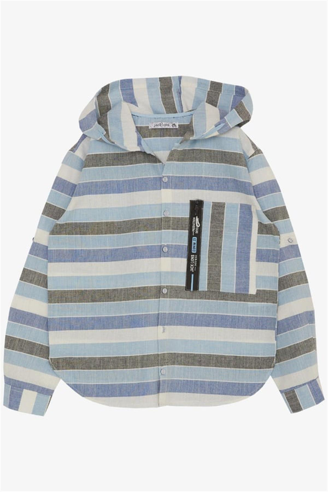 BRE Jack Lions Boys' Hooded Shirt with Zippered Pocket 54 Years, Blue - Tuckahoe