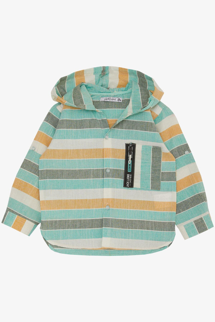 BRE Jack Lions Boys' Hooded Shirt with Zippered Pocket 1.5-5 Years, Aqua Green - Ílion