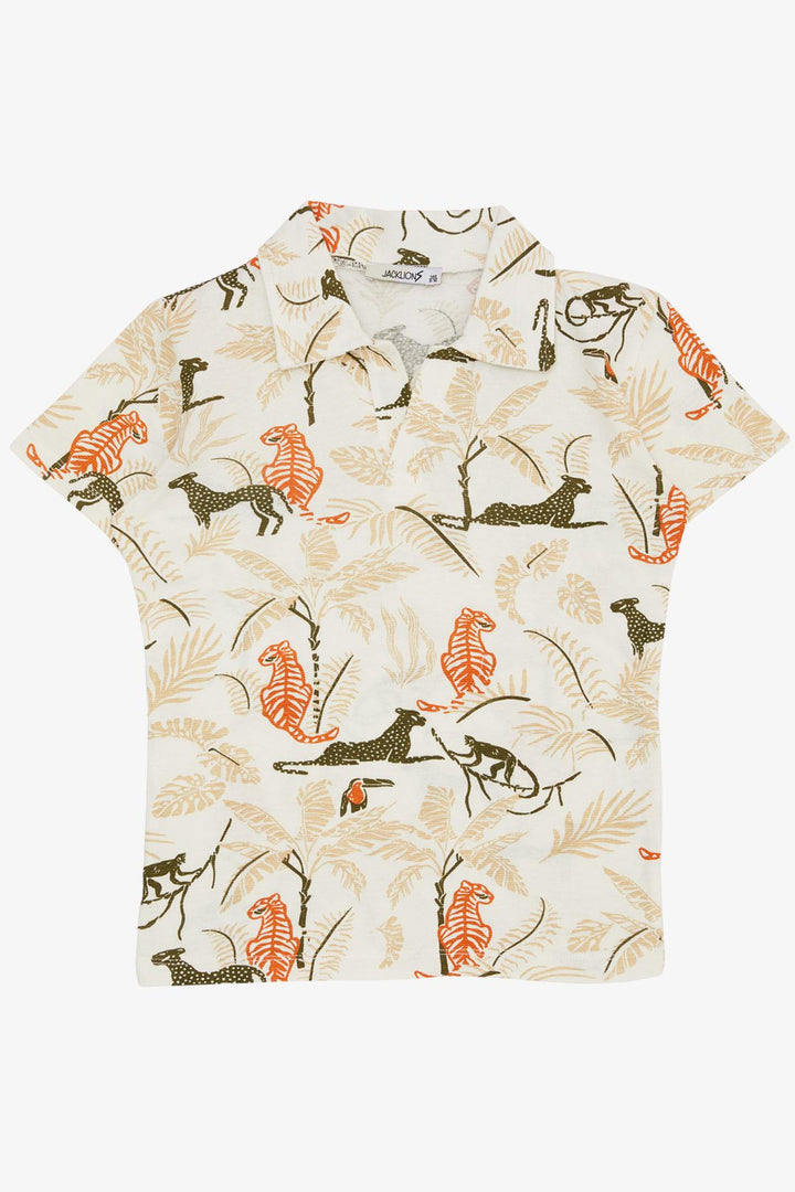 BRE Jack Lions Boys' T-shirt Forest Themed Animal Patterned 54 Years, Cream - Brescia