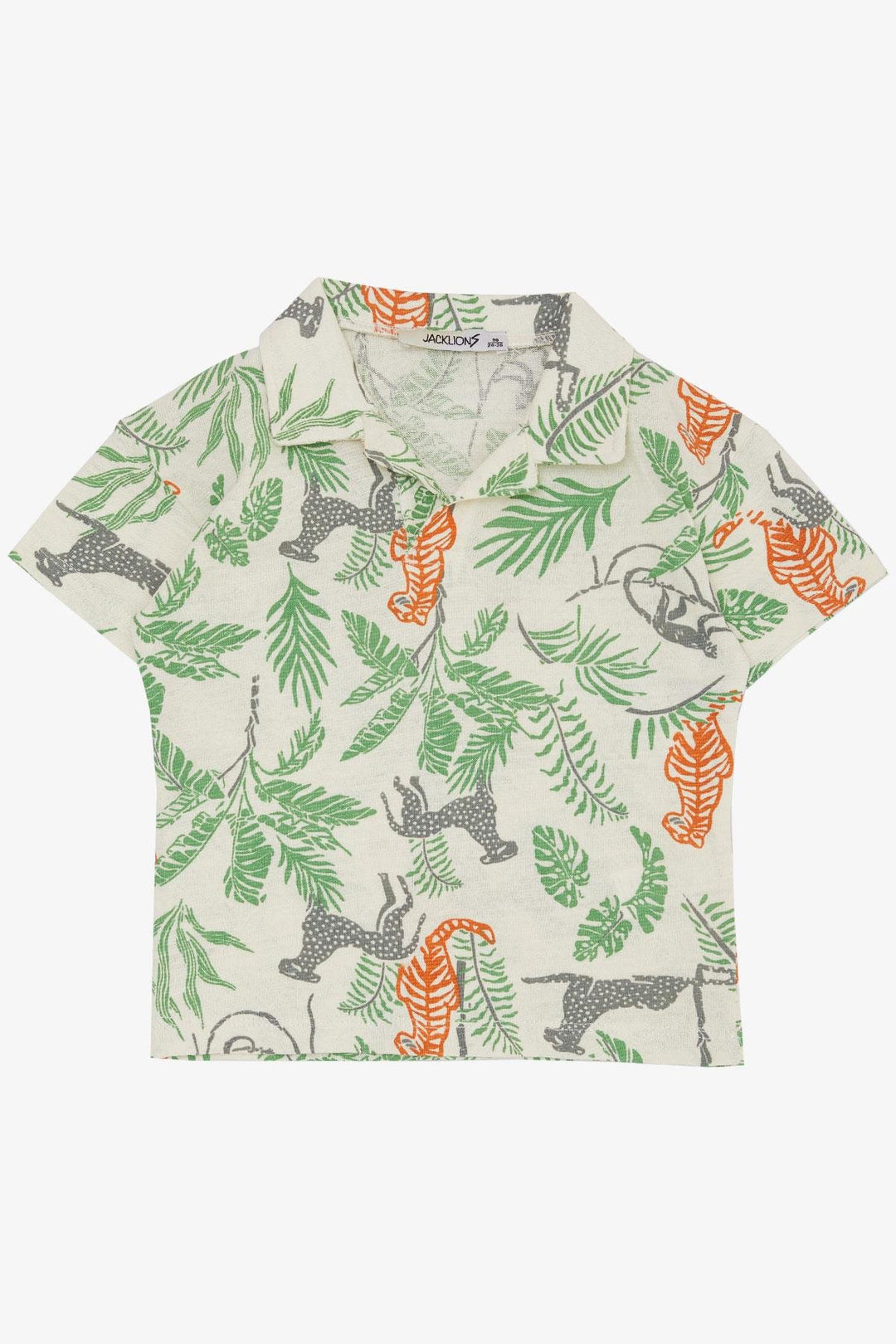 BRE Jack Lions Boy's T-shirt Forest Themed Animal Patterned 1.5-5 Years, Ecru - Stralsund