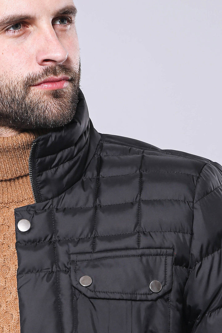 WSS Quilted Black Men Winter Coat  - Singen