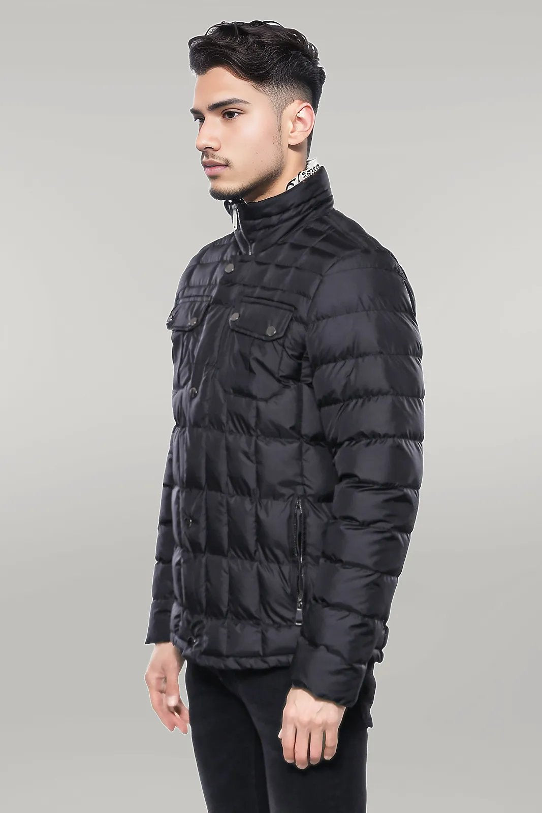 WSS Quilted Black Men Winter Coat  - Singen