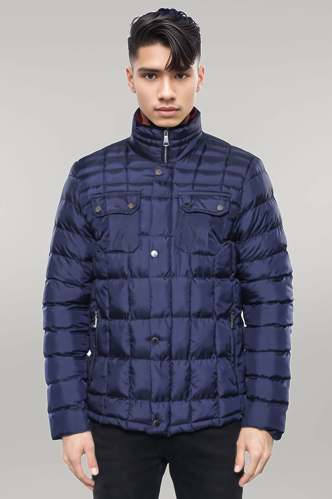 WSS Quilted Navy Blue Men Winter Coat  - Singen