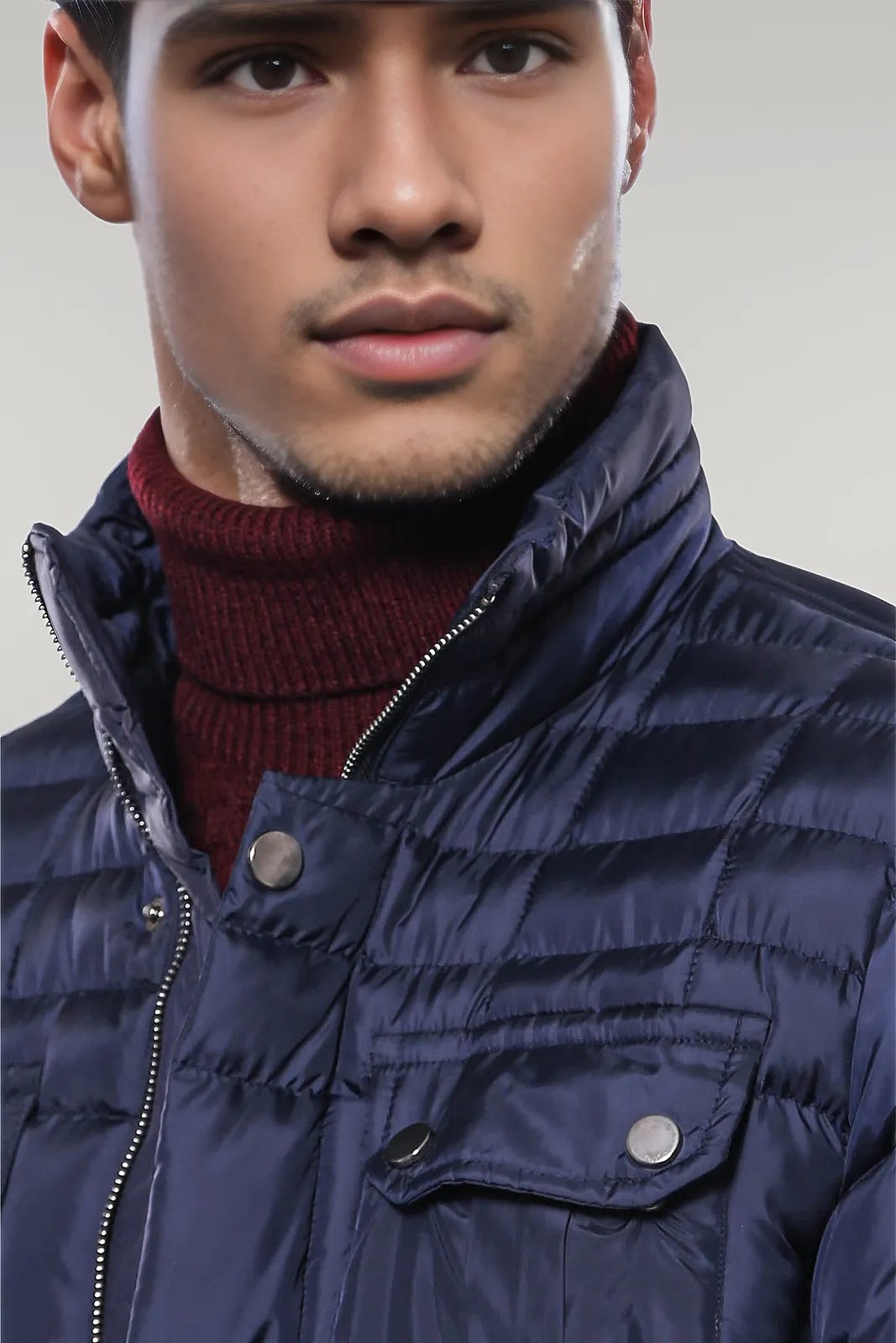 WSS Quilted Navy Blue Men Winter Coat  - Singen