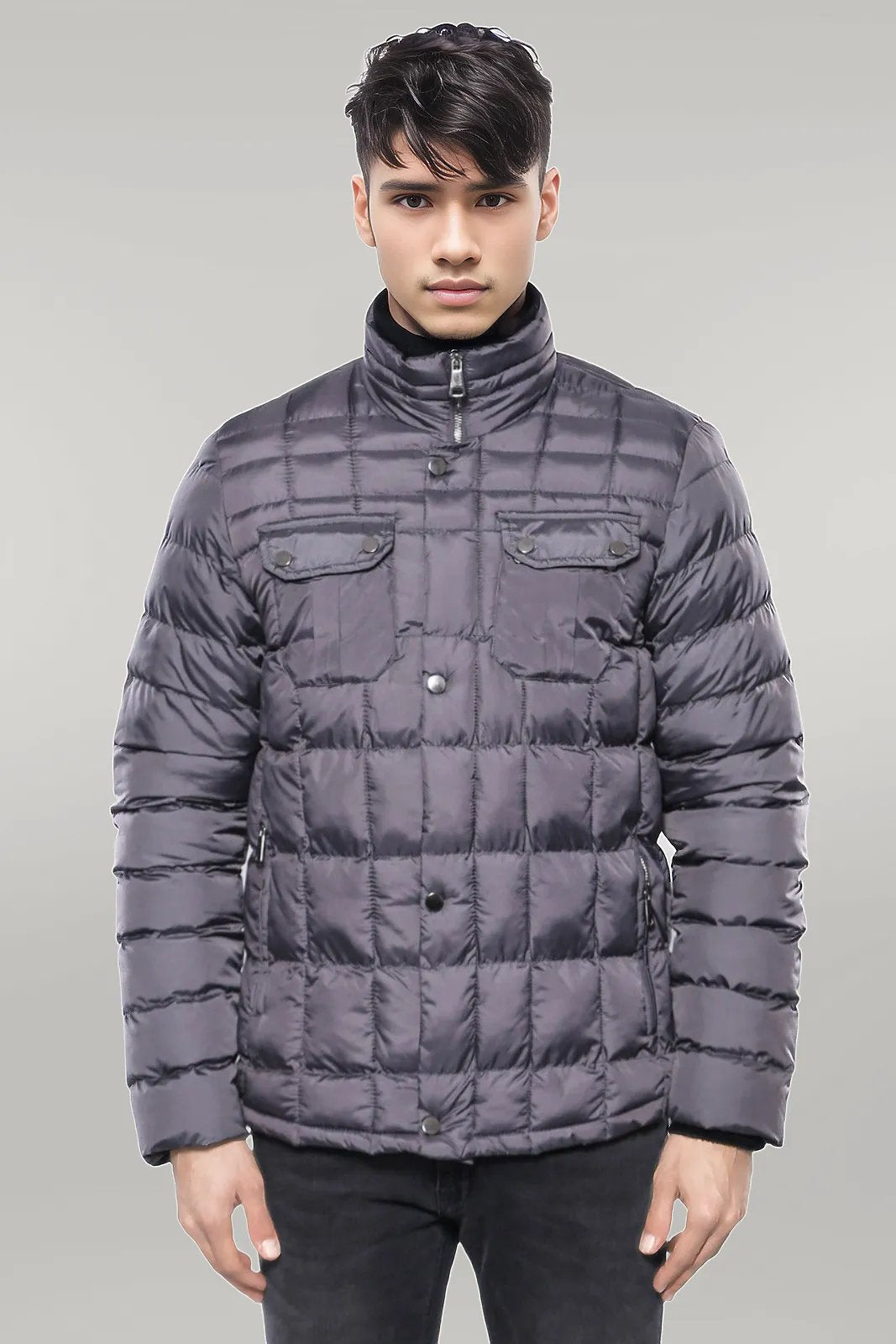 WSS Quilted Grey Men Winter Coat  - Singen