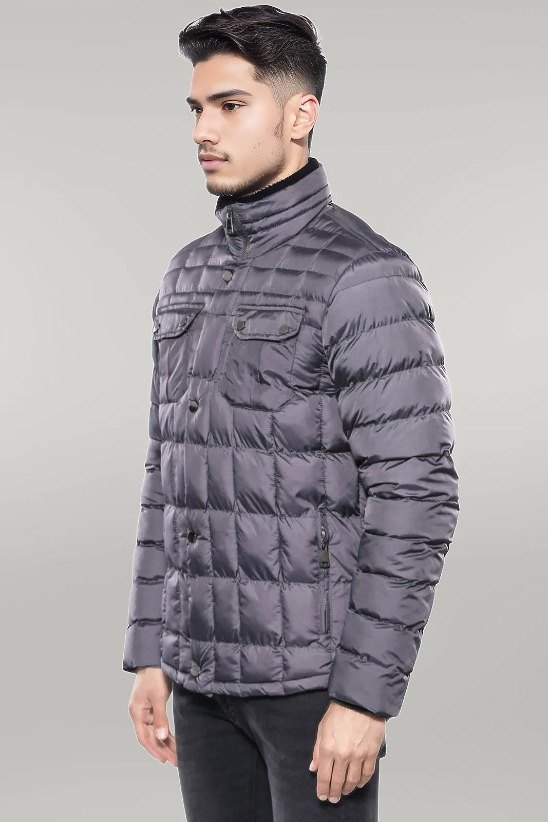 WSS Quilted Grey Men Winter Coat  - Singen