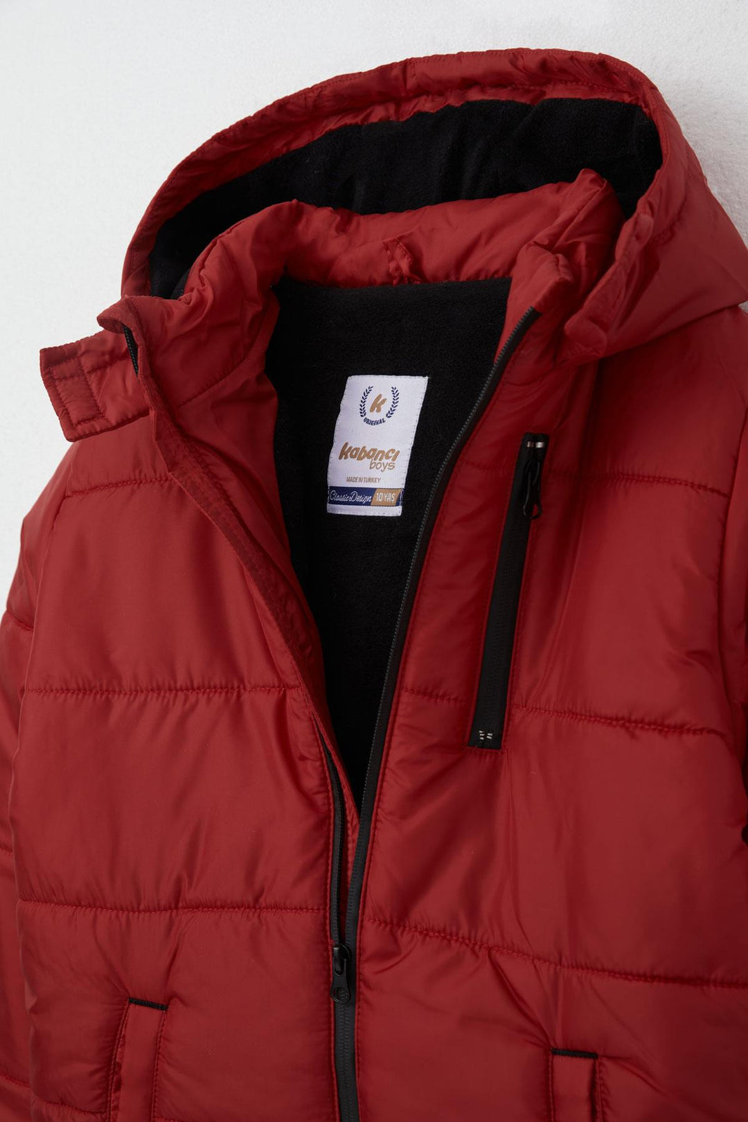 BRE Boys' Quilted Jacket with Hood and Polar Lining, 103 Years, Burgundy - Ivano-Frankivsk