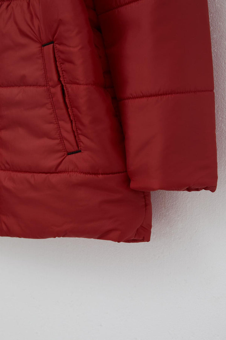 BRE Boys' Quilted Jacket with Hood and Polar Lining, 103 Years, Burgundy - Ivano-Frankivsk