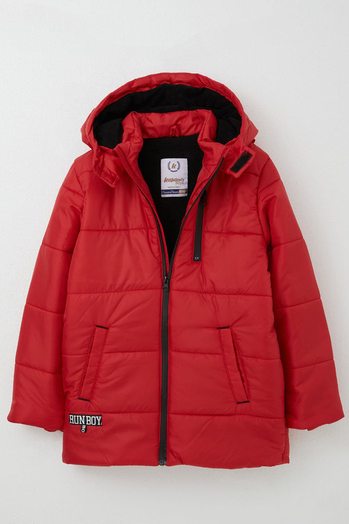 BRE Quilted Boy's Jacket with Hood and Polar Lining, 103 Years, Red - Ancona