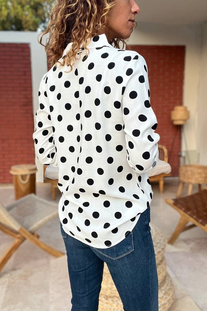 GNS Woman White Polka Dot Loose Shirt BST700-T4011500 - Charlottesville