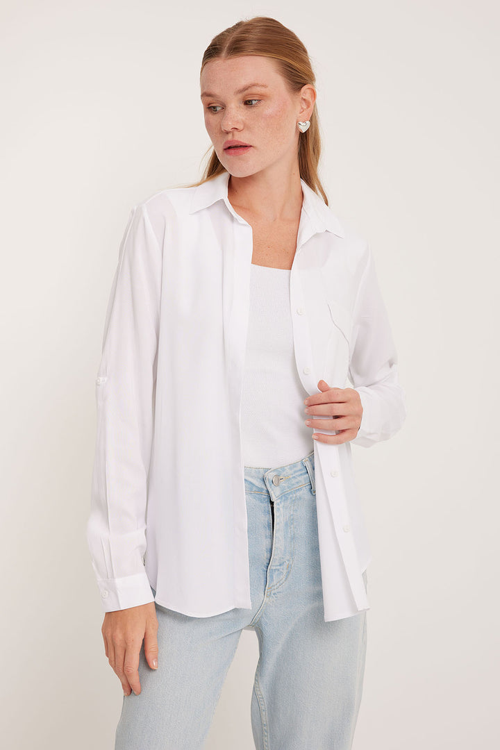 BGD Women Women's Pocket Detailed Shirt 20234 - White - Avondale