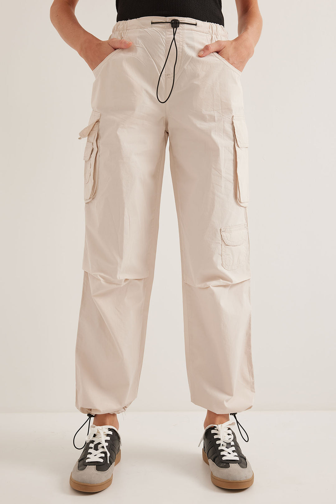 BGD Women Women's Cream Cargo Pants with Pocket Detail 6655 - Avondale