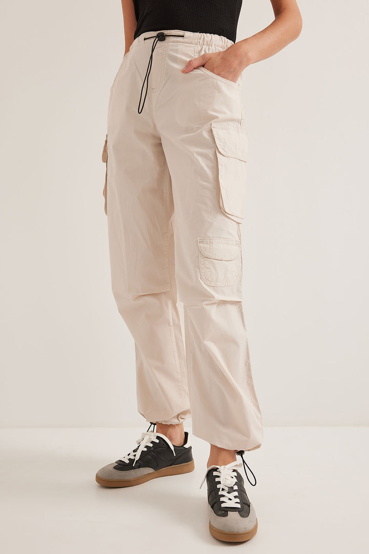 BGD Women Women's Cream Cargo Pants with Pocket Detail 6655 - Avondale