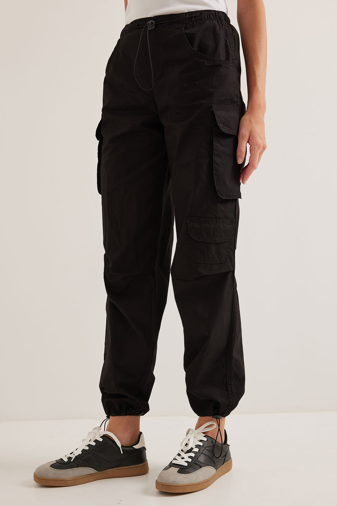 BGD Women Woman Black Cargo Pants with Pocket Detail 6655 - Avondale